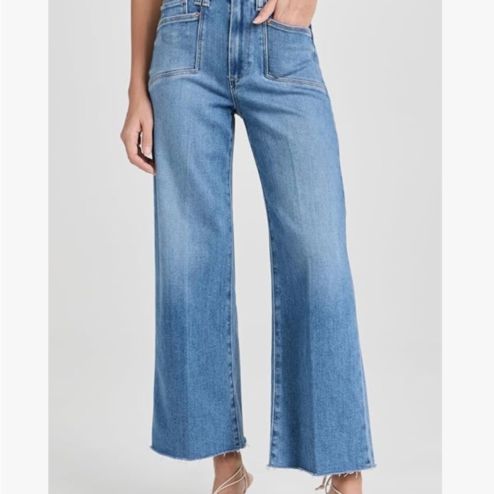 PAIGE Anessa High-Rise jeans with cropped wide leg and Raw Hem - size 26 - NWT - Picture 12 of 14